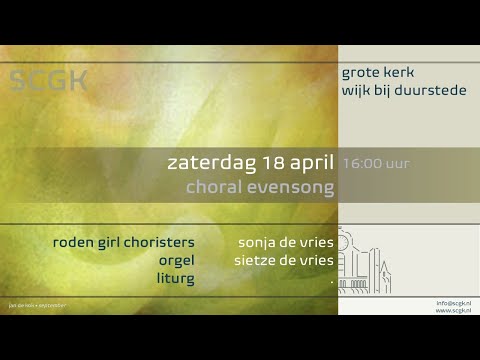 SCGK TV - Choral Evensong | Roden Girl Choristers, zaterdag 18 april 2026, 16:00 uur
