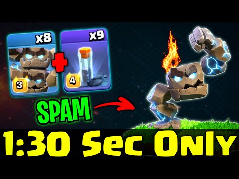 1:30 Seconds = Base Gone! | Meteor Golem + Totem Spem Spam Is Insane Attack Strategy For Th17, Th18