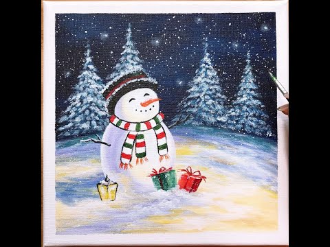 Cute Little Snowman  | Acrylic Painting Tutorial | Sophia Art