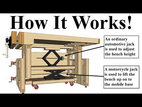 Adjustable Height Workbench Design  w/ Built in Mobile Base
