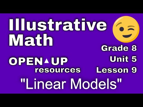 😉 8th Grade, Unit 5, Lesson 9 "Linear Models"  Illustrative Mathematics Tutorial