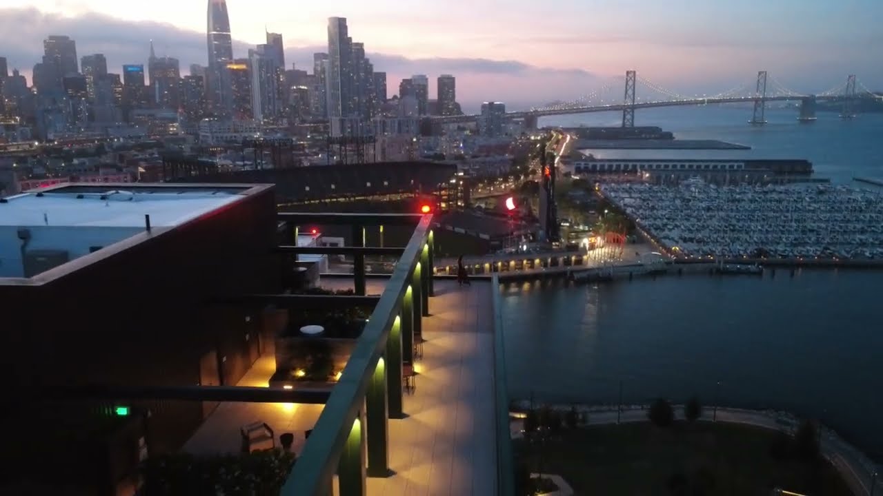 Natalia Bielczyk practising tai chi on a San Francisco rooftop at dusk