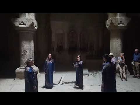 Choir singing in Geghard monastery, Armenia
