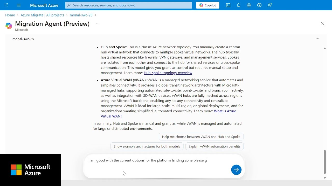 Azure Migrate automated platform landing zone creation