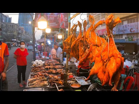 Popular Grilled Chicken, Pork, Duck, Quails & Fish | Cambodian Street Food