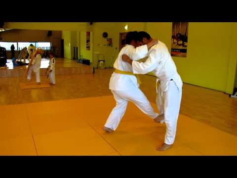 Judo training, me flying hara goshi
