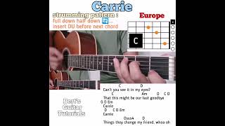 Carrie - Europe guitar chords w/ lyrics &amp; strumming tutorial