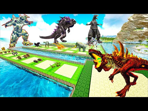 Ark Dinosaur Deathrun Vs Indoraptor Vs Spider T-rex - Ark Creature Survival Evolved