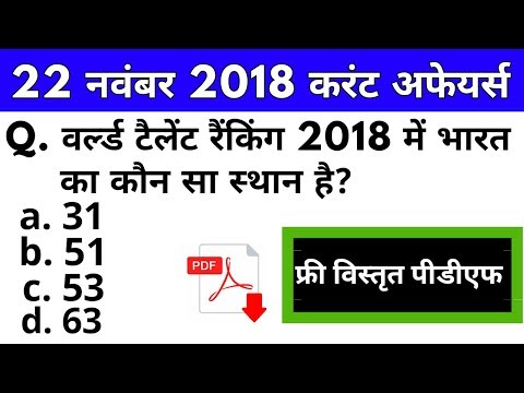 22  november 2018 Current Affairs||Top 11 current affair news||Current affairs booster
