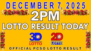2pm Lotto Result Today Swertres Ez2 PCSO December 7 2025