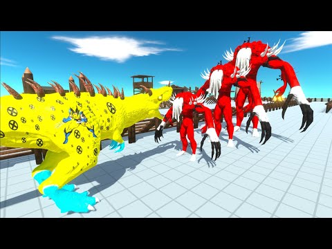 WOLVERINE T-REX vs SPIDERMAN SPINOSAURUS vs INFERNAL MONSTER DEATH RUN - Animal Revolt Battle Simula