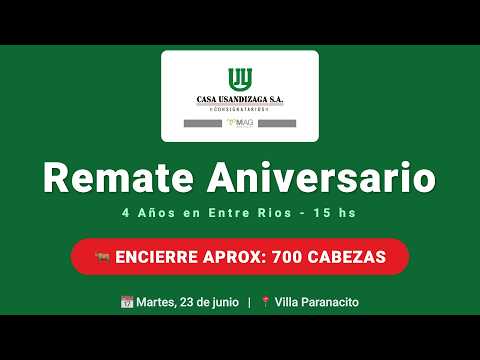 Remate Aniversario Casa Usandizaga - Feria El Empalme 23 de Junio 2026