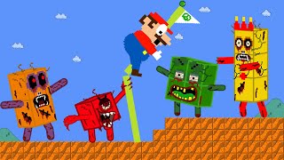 Mario Escape vs The Giant Zombie Numberblocks 1 2 3 4 Mix Level Up Maze | Game Animation