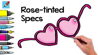 How to Draw Heart-shaped Rose-tinted Glasses Real Easy