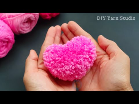 Easy Pom Pom Heart Making Idea with Finger - Amazing Valentine's Day Crafts - How to Make Yarn Heart