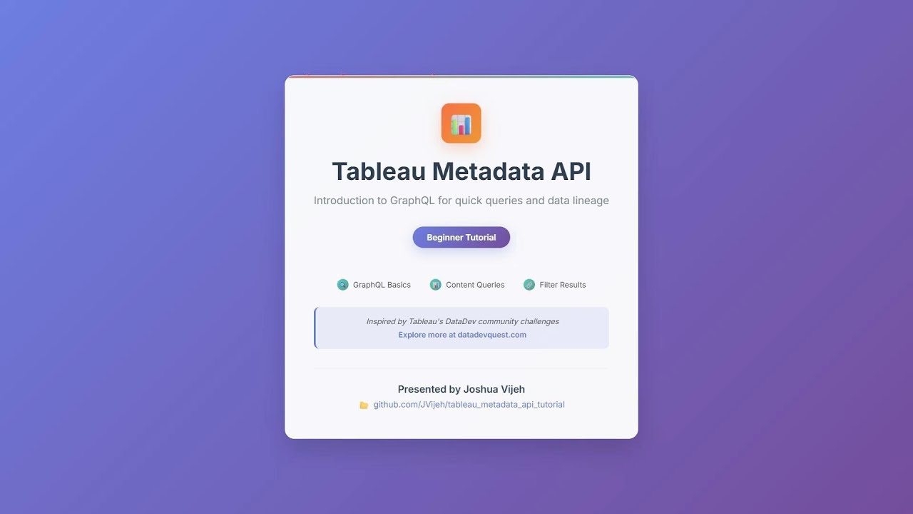 Tableau Metadata API Tutorial (Beginner)
