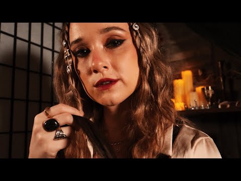 ASMR Pirate Helps Her Foe (You) Drift to Sleep, Hair Brushing, Jewelry, Whispers | Rain Sounds 🌧️