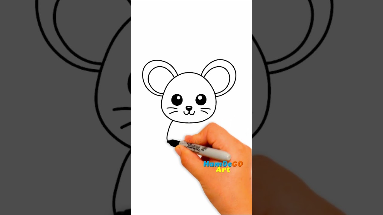 🐁Hermoso dibujo de un ratón de forma sencilla  #drawing #lineart