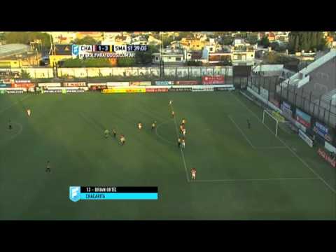 Gol de Ortíz. Chacarita 1 - Santamarina 3. Fecha 12. B Nacional 2015. FPT.