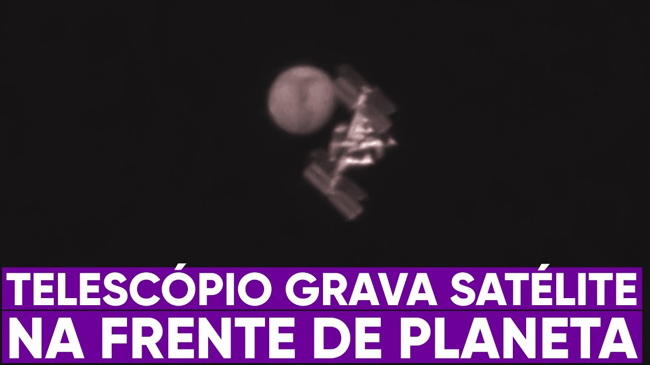 Telescópio grava satélite na frente de planeta