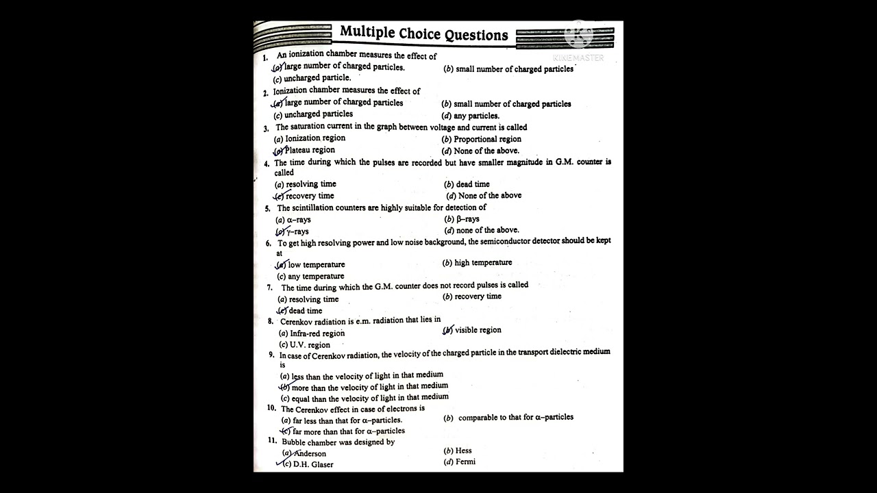Nuclear physics/ Radiation detectors MCQ