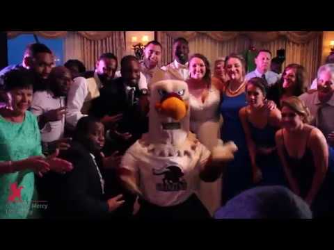 GMercyU Mascot Crashes Alumni Wedding
