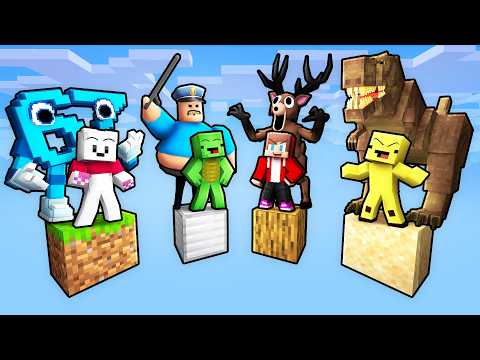 JJ and Mikey vs Friends: ONE BLOCK BATTLE in Minecraft!
