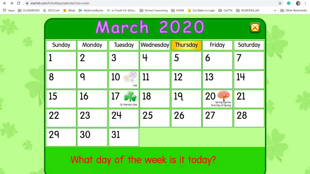 Create a Calendar using Starfall!