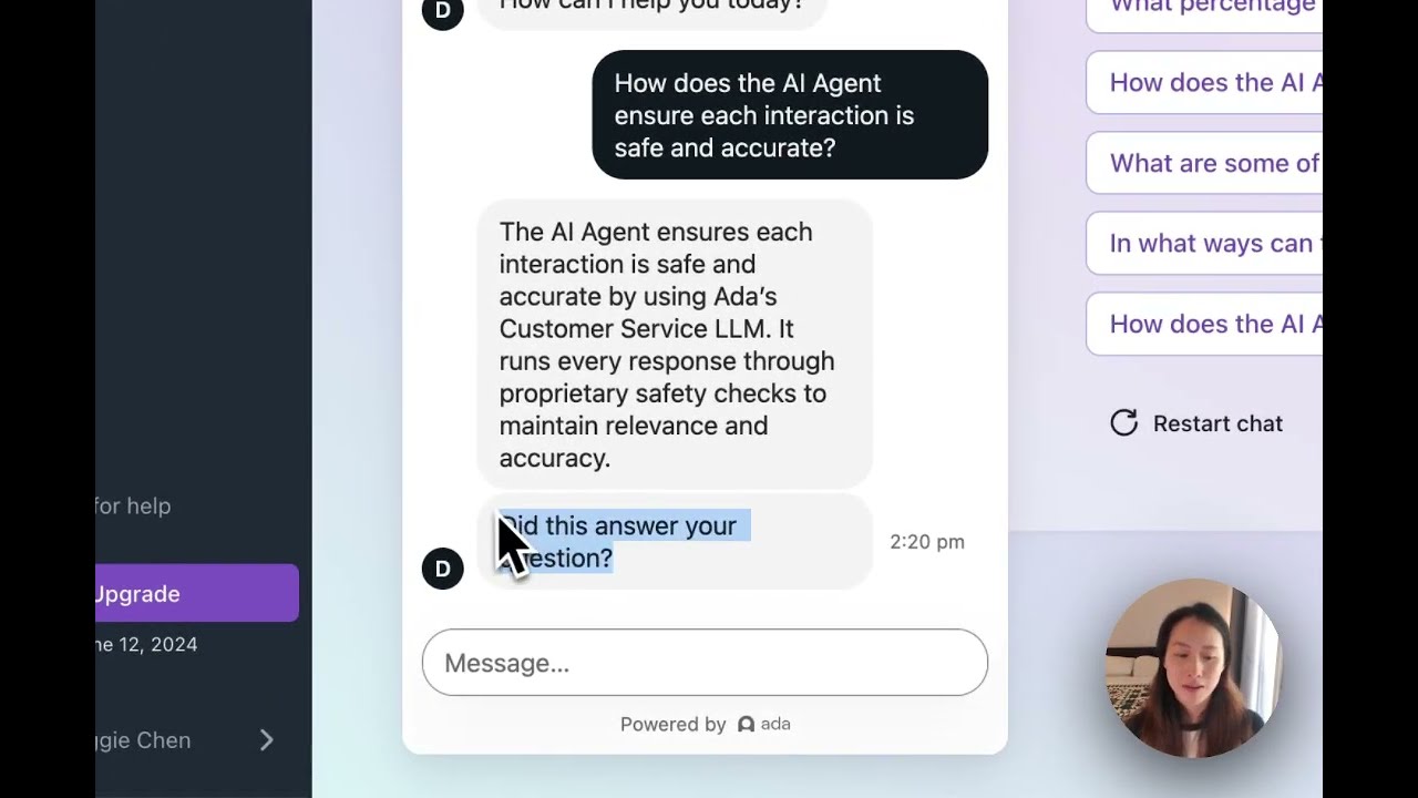 Free Trial Demo | Ada's AI Agent for customer service video thumbnail