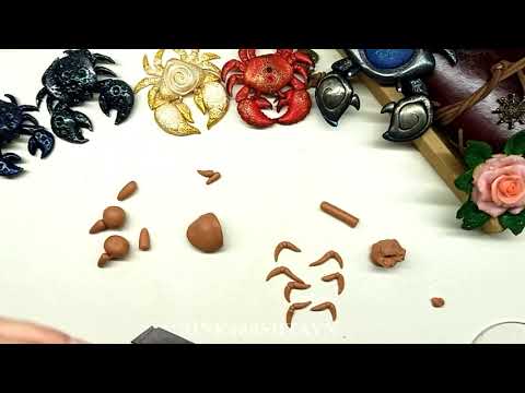 free tutorial coat brooch pendant crab jewelry polymer clay fimo cernit