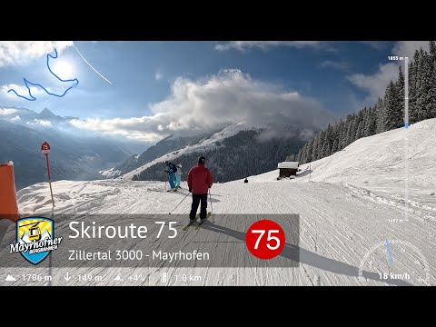 Skifahren Mayrhofen - Skipiste 75 - Skiroute Rastkogel bis Eggalm | Zillertal 3000 | Mit GPS Stats
