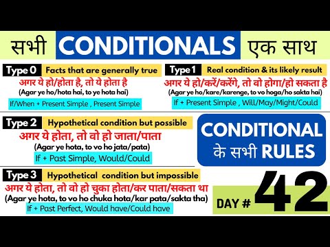 सभी Conditional Sentences के Rules एक वीडियो में। Type 0 1 2 3 English Speaking Course Day 42