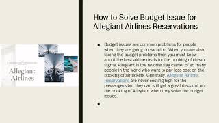 How to Solve Budget Issue for Allegiant Airlines Reservations