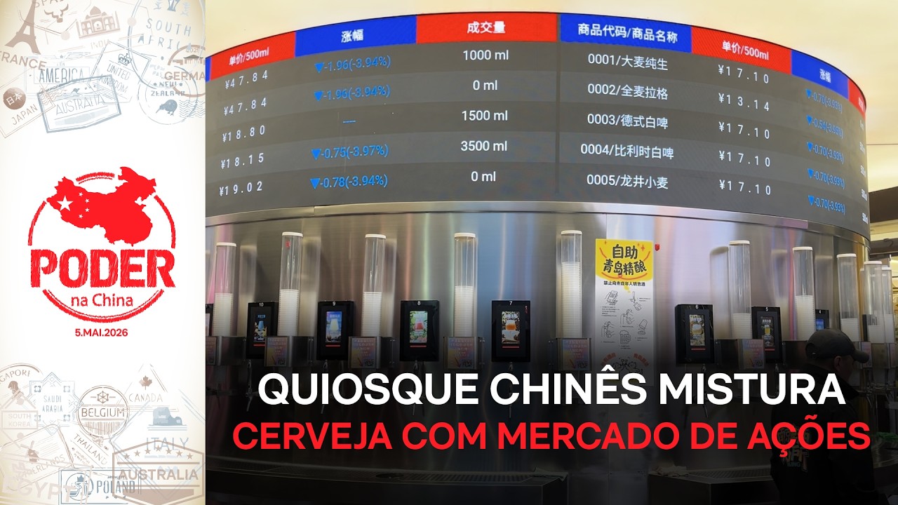 Quiosque chinês mistura cerveja com mercado de ações