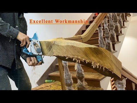 The Skill Of The Craftsman Is Amazing - Creating Beautiful Curved Staircase Railings