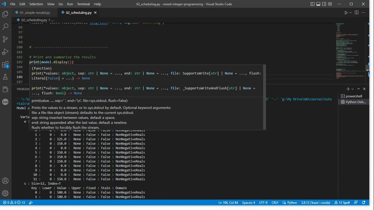 5.5: Solving problems using Pyomo - less simple example (coding concluded)