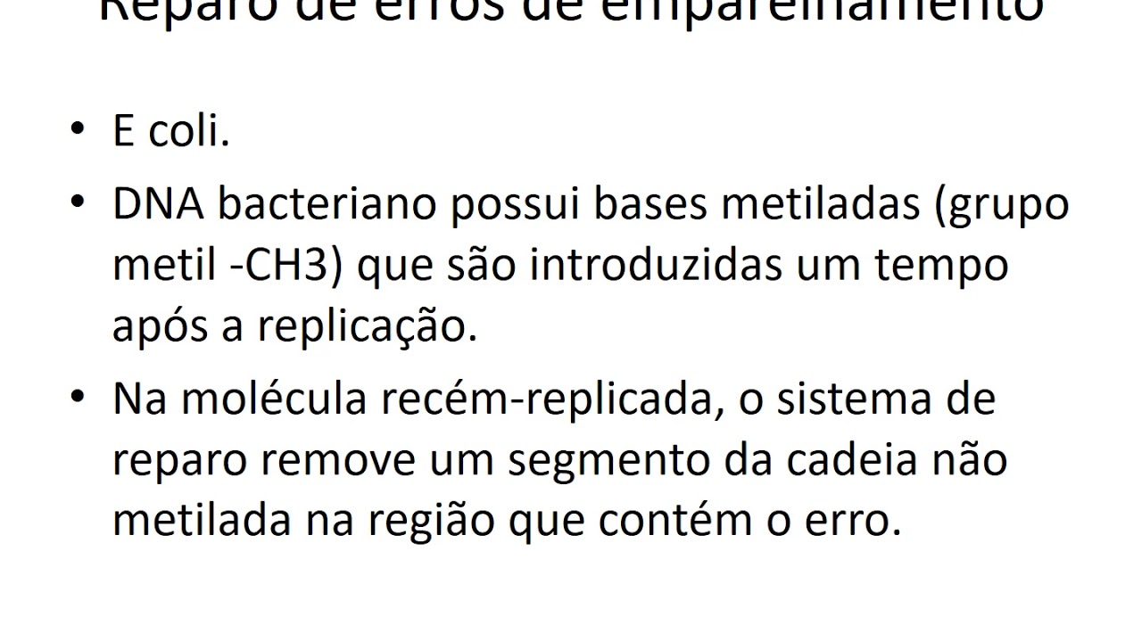 Reparo do DNA - Aula de Biologia Molecular