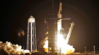 video: SpaceX launches four astronauts to space station in new era for Nasa