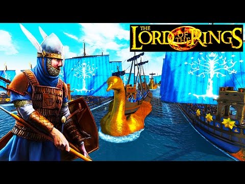 GONDOR NAVY VS. UMBAR CORSAIRS! LORD OF THE RINGS MOD: TOTAL WAR BATTLE GAMEPLAY!