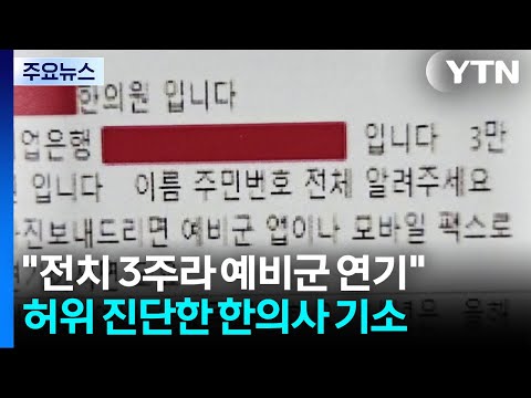 "전치 3주로 예비군 연기"...허위진단서 한의사 구속 기소 / YTN