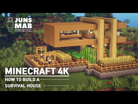 JUNS MAB Architecture Tutorial - Minecraft : How to build a Survival House｜Modern Wooden House #118