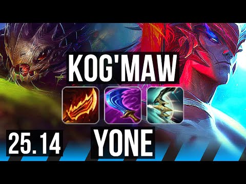 KOG'MAW vs YONE (MID) | Quadra, 20/2/3, 6 solo kills, Legendary | BR Grandmaster | 25.14