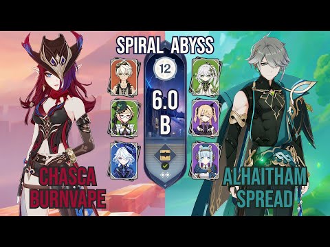 C1 Chasca BurnVape + C2 Alhaitham Spread | Spiral Abyss 12 6.0b | Genshin Impact