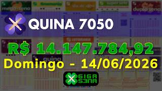 Resultado da Quina 7050, Domingo, 14/06/2026