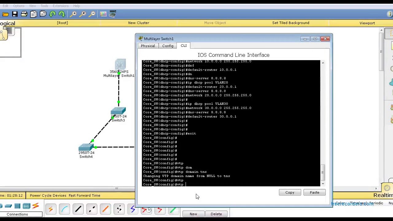 SwitcH Configuration vlan  dhcp vtp ssh telnet