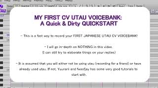 Video thumbnail for Making your own first UTAU voicebank (crammed in 1 minute) by trinkhk