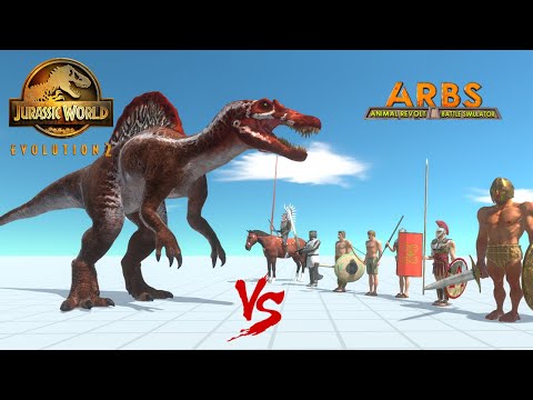 JW2 EVOLUTION SPINOSAURUS vs ANCIENT HUMANS - Animal Revolt Battle Simulator