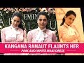 Kangana Ranaut Flaunts Her Pink And White Maxi Dress