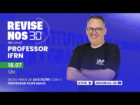 Banner de capa do material gratuito Revise nos 30 Professor IFRN - Lei 8.112/90 prof. Filipe Maux