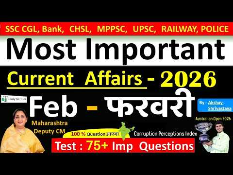 Current Affairs - February 2026 | Imp current affairs 2025 | Monthly Current Affairs  | Akshay sir
